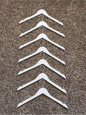Set of 7 White Wooden Topia Hangers